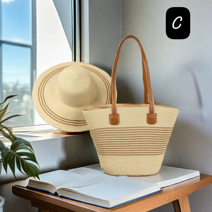 Summer straw bag and hat
