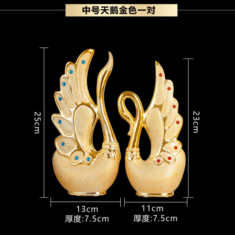 2Pc Swan golden decor