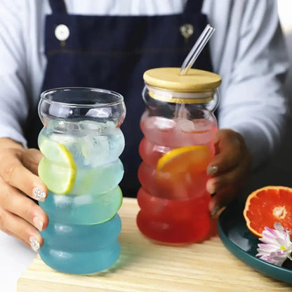 Borosilicate glass cup with bamboo lid