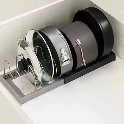 Retractable pan lid organizer