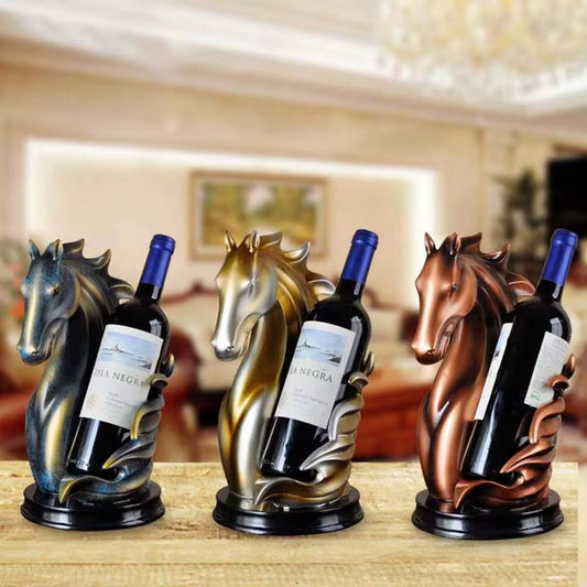 Decorative Vintage Equestrian Horse Head Wine Bottle Holder and Display Rack