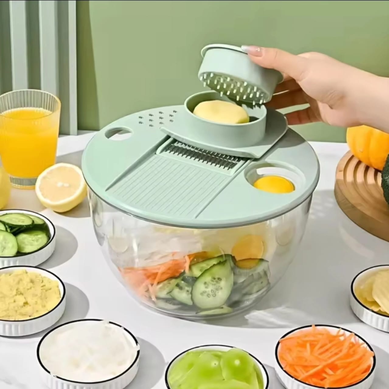 8pcs Salad Spinner with Vegetable Chopper