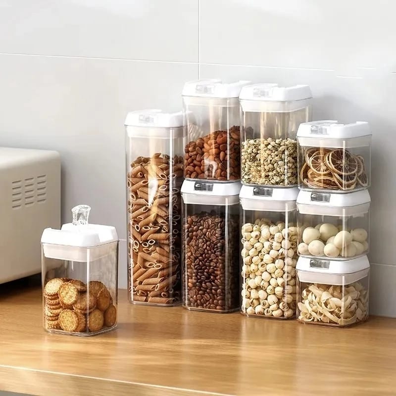 7Pc Acrylic food containers with labels and pen