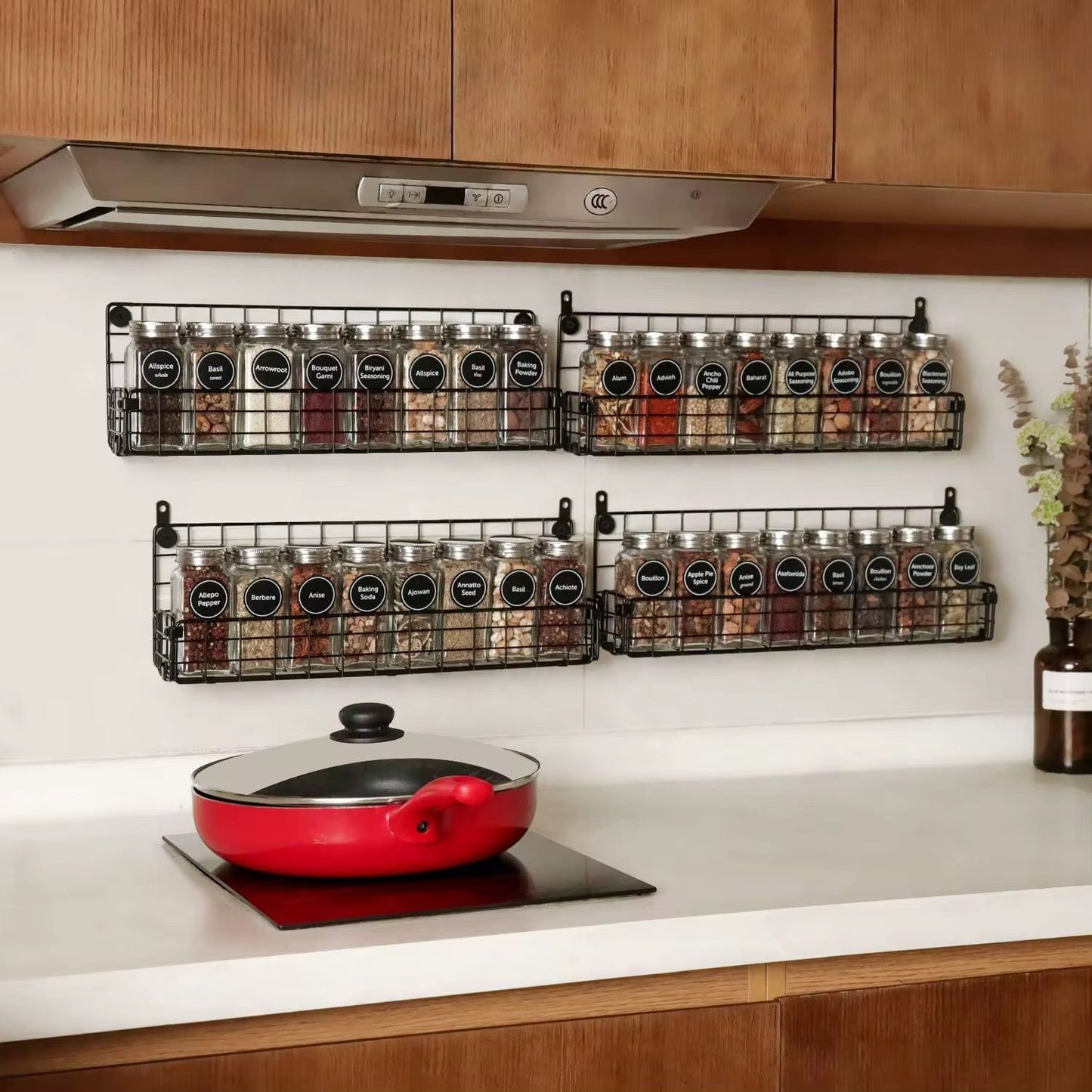 Set of 4 wall mounted spice rack