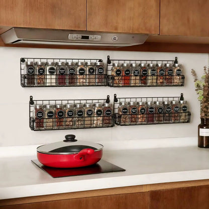 Set of 4 wall mounted spice rack