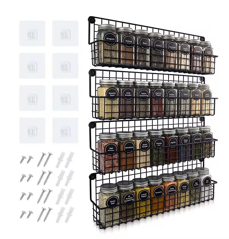 Set of 4 wall mounted spice rack