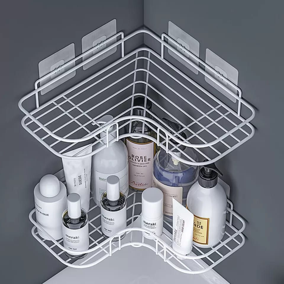 Corner bathroom organizer