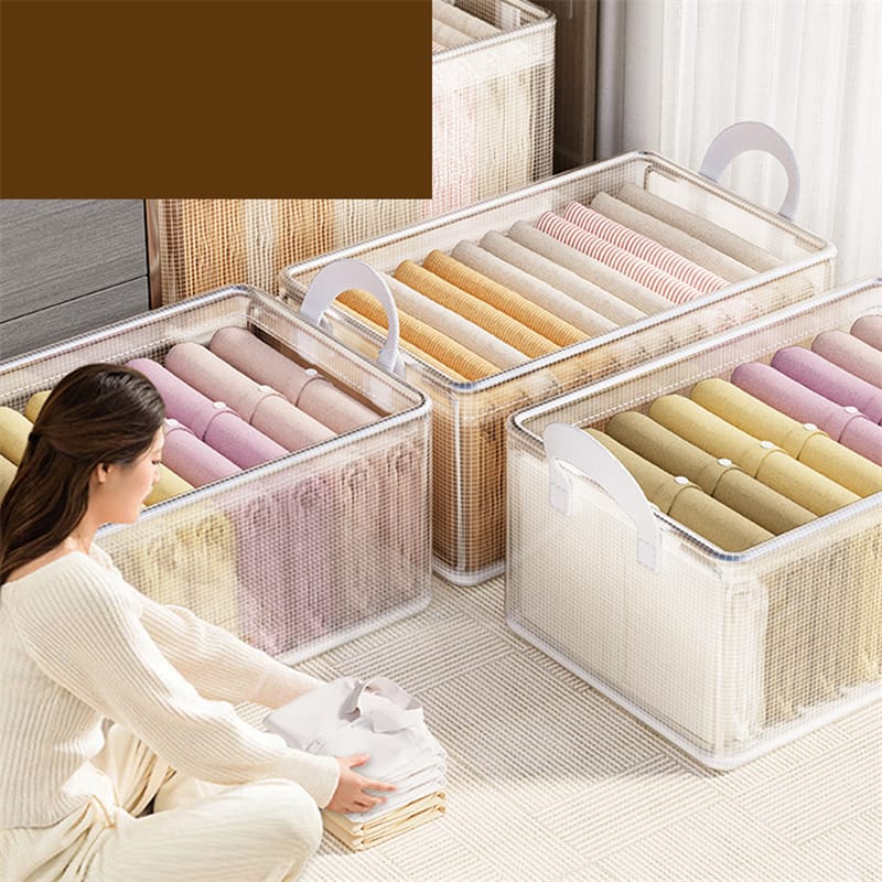 Clear Grid Steel Frame Clothes Storage Organizer