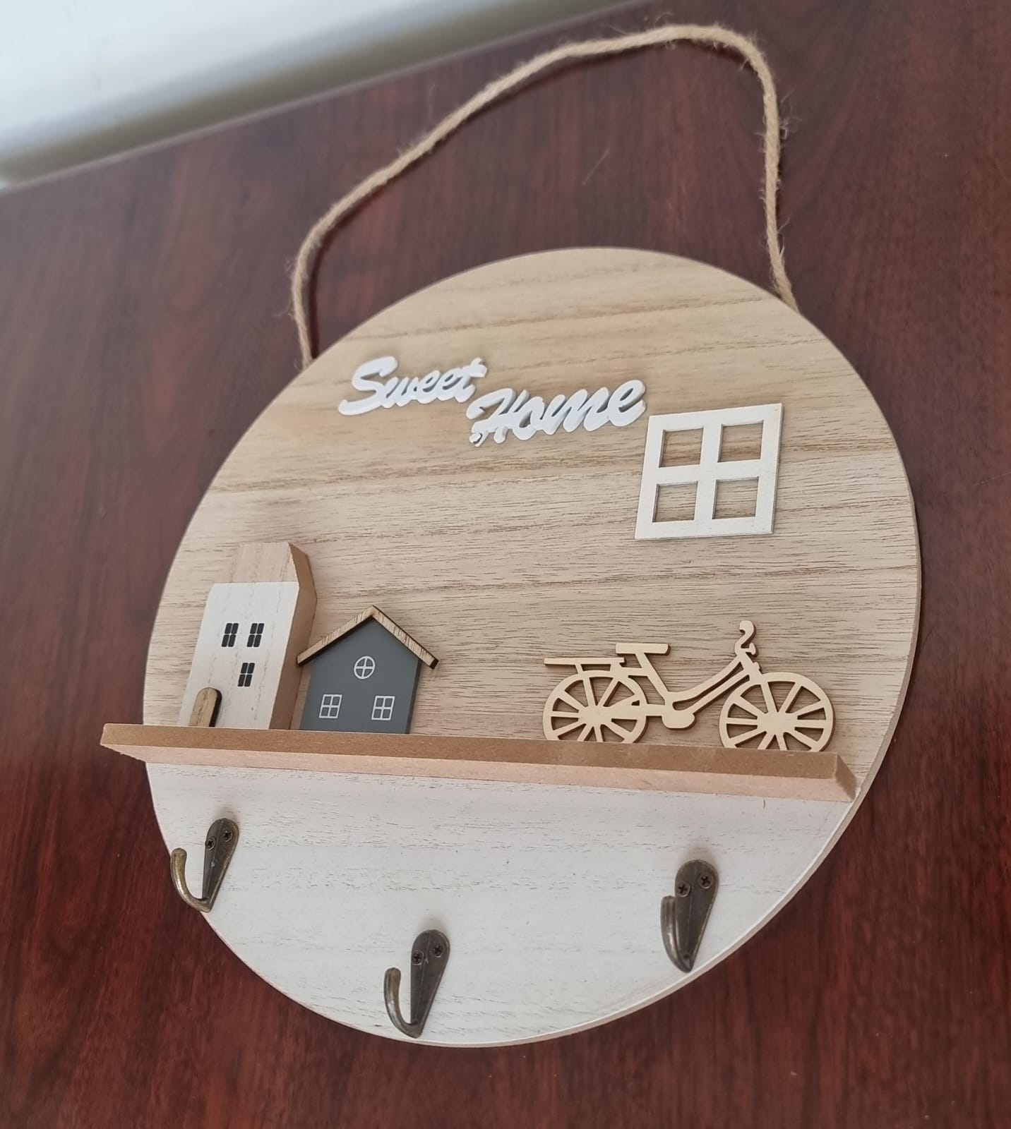 Sweet home round wooden wall hanging decor