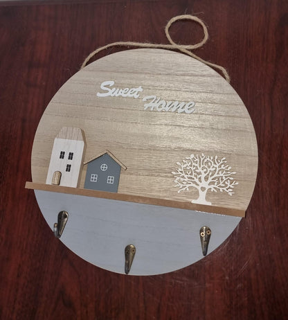 Sweet home round wooden wall hanging decor