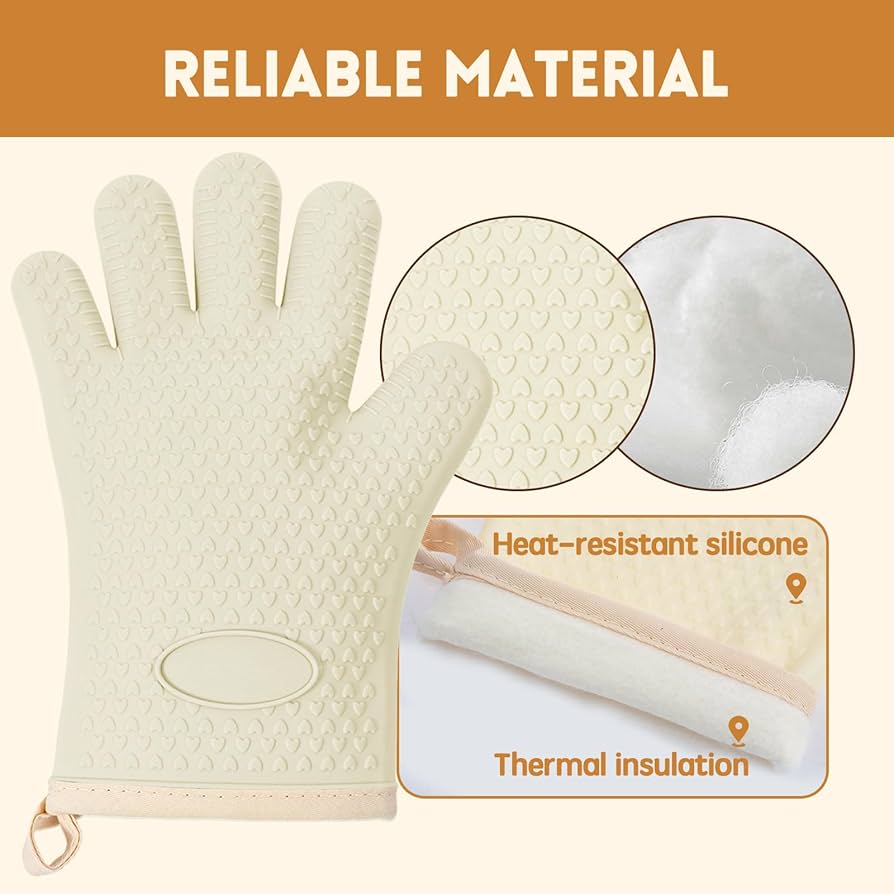 A pair of Silicone oven gloves
