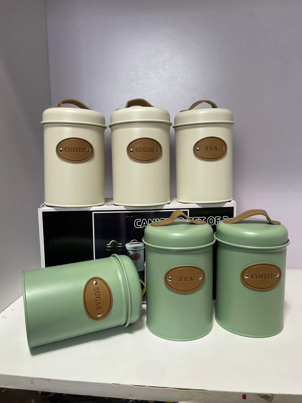 3 pcs Airtight Metallic Alloy Canisters Set