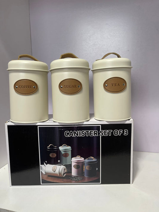 3 pcs Airtight Metallic Alloy Canisters Set