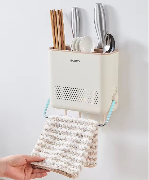Kitchen cutlery storage rack drainer
