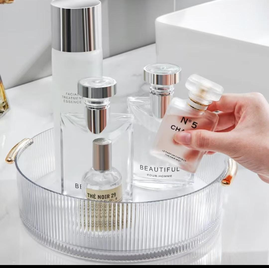 Ribbed Acrylic Rotating Cosmetic Organizer