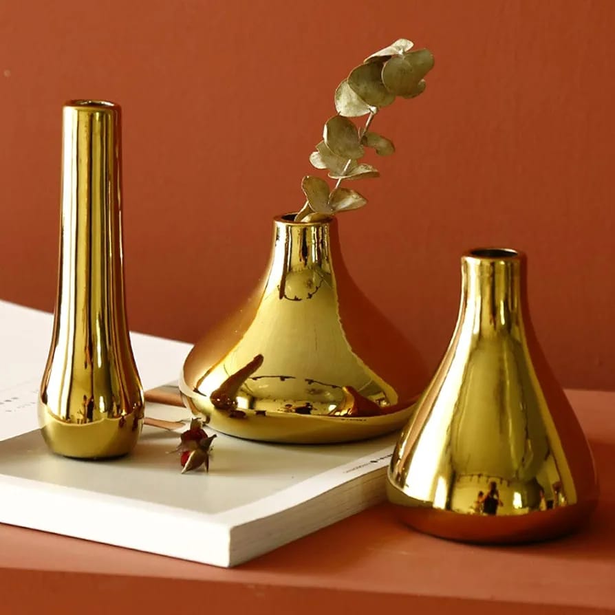 3Pc Gold decor vase