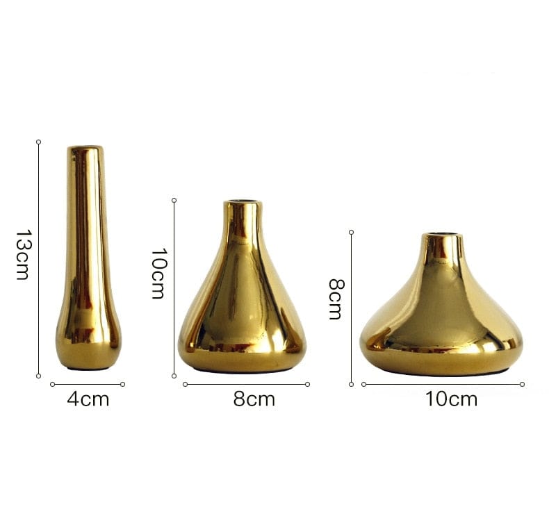 3Pc Gold decor vase