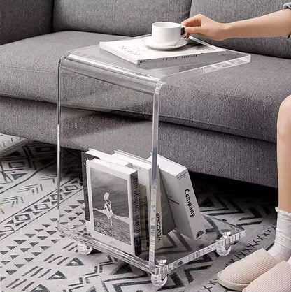 C-Shaped Clear Acrylic Side Table