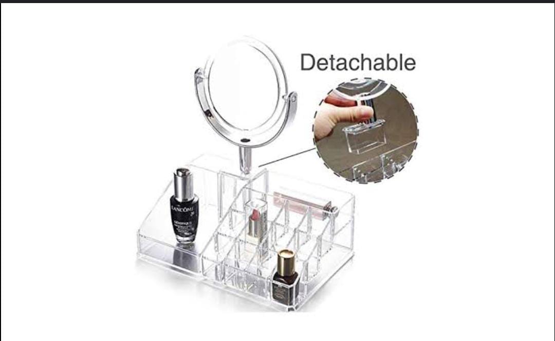 Acrylic make up organizer with mirror
