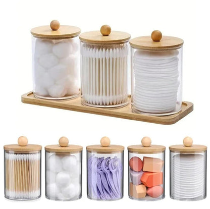 Acrylic Swab Storage Organizer With Bamboo