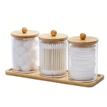 Acrylic Swab Storage Organizer With Bamboo