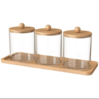 Acrylic Swab Storage Organizer With Bamboo