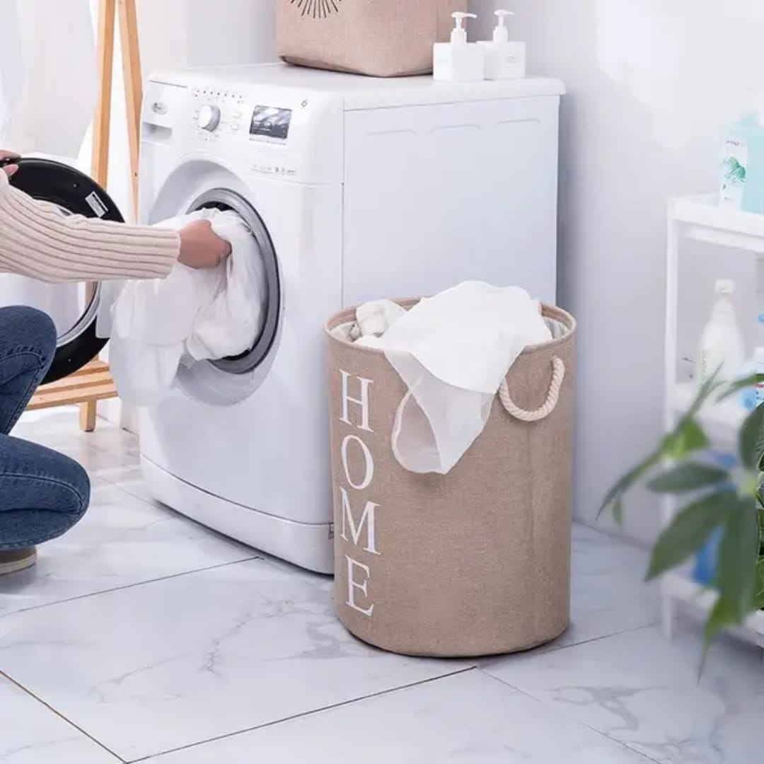 Round Cotton Linen Laundry Basket
