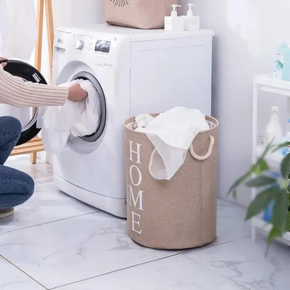 Round Cotton Linen Laundry Basket