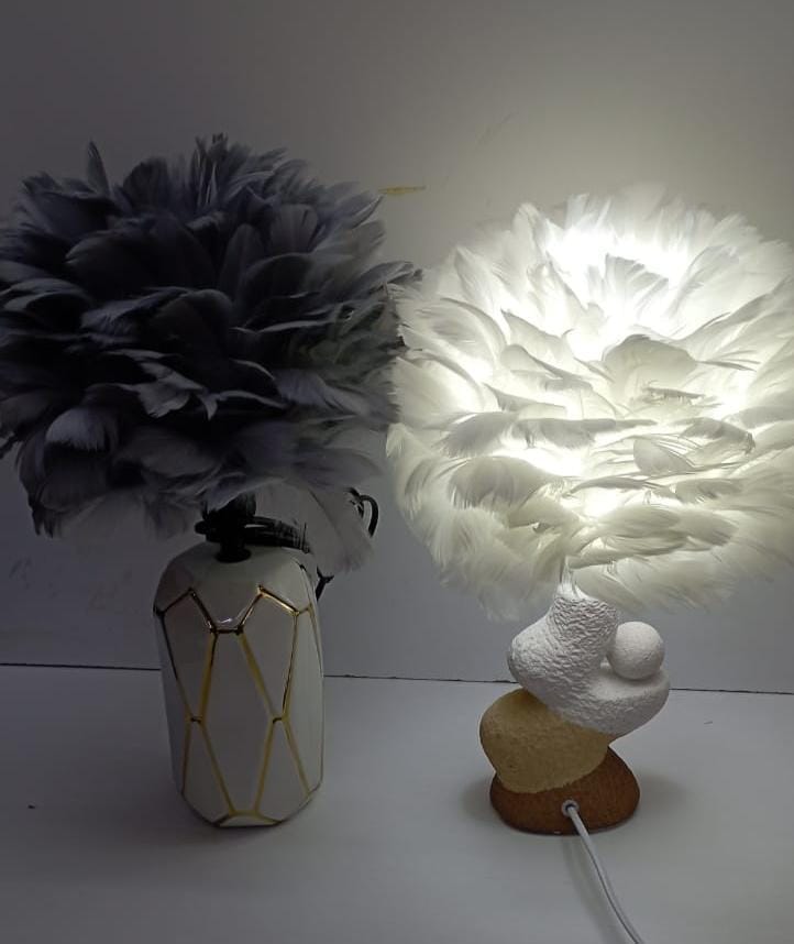 Crystal feather lamp table