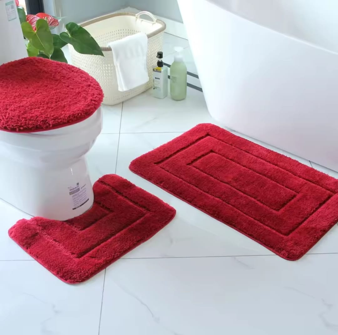 3pc flocking  toilet mats