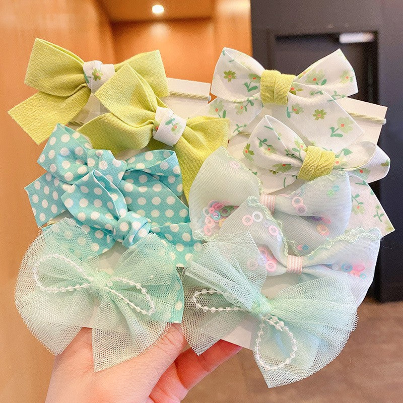 Cute Bowknot Flower Scrunchies Set