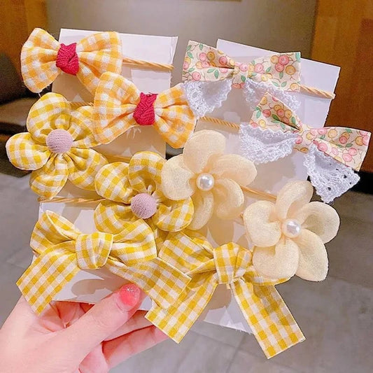 Cute Bowknot Flower Scrunchies Set