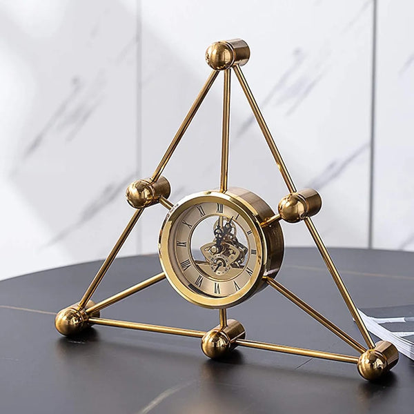 Geometric Triangle Metal Desk Clock