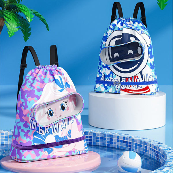 Kids Waterproof Drawstring Swimming Bag with Cartoon Design