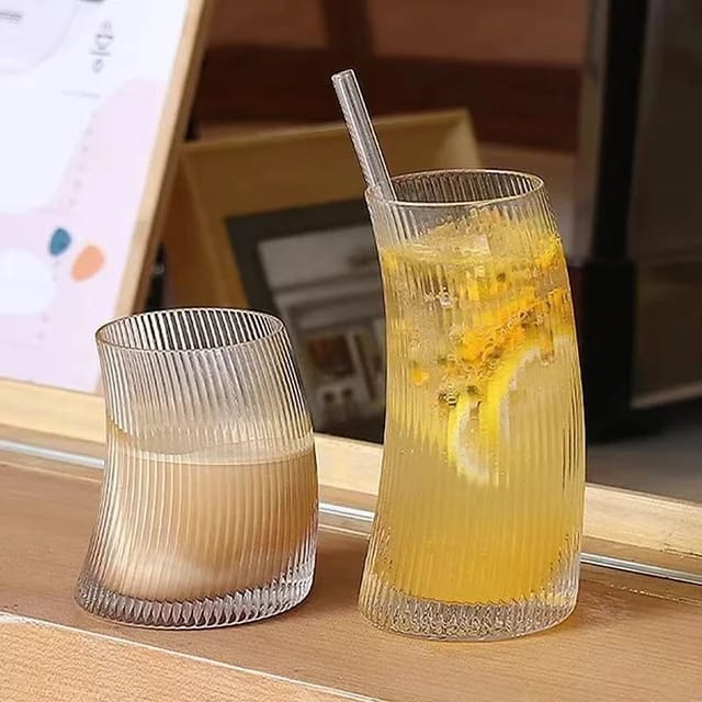 6pc Ribbed juice glasses
