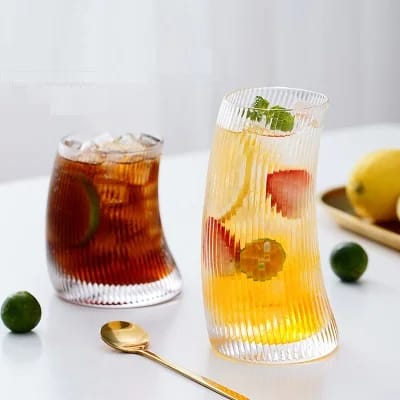 6pc Ribbed juice glasses