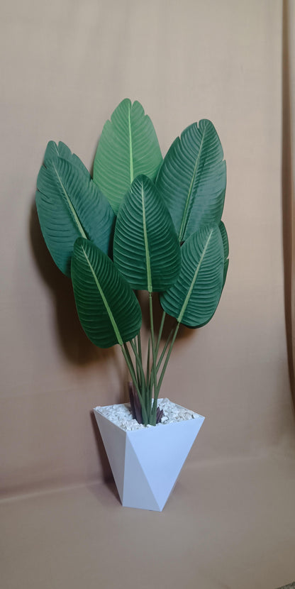 Artificial Banana Plant With Vase and Pebbles