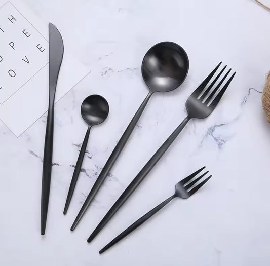 30Pc Stainless Cutlery Set BlackNov