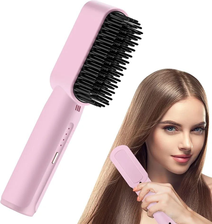 Hair straightener brush