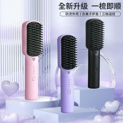 Hair straightener brush