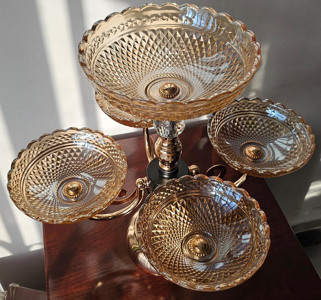 Heavy Glass 5 Arm Fruit Bowl