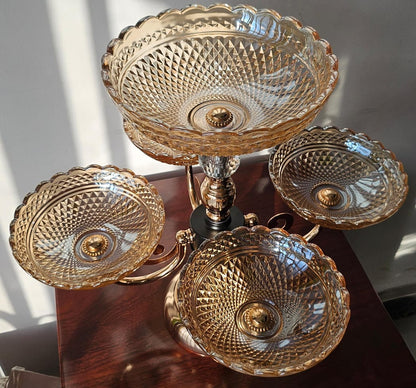 Heavy Glass 5 Arm Fruit Bowl