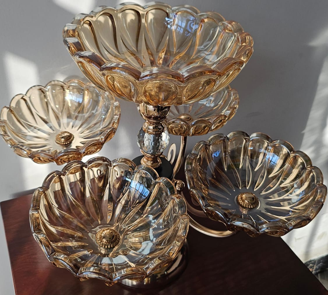 Heavy Glass 5 Arm Fruit Bowl