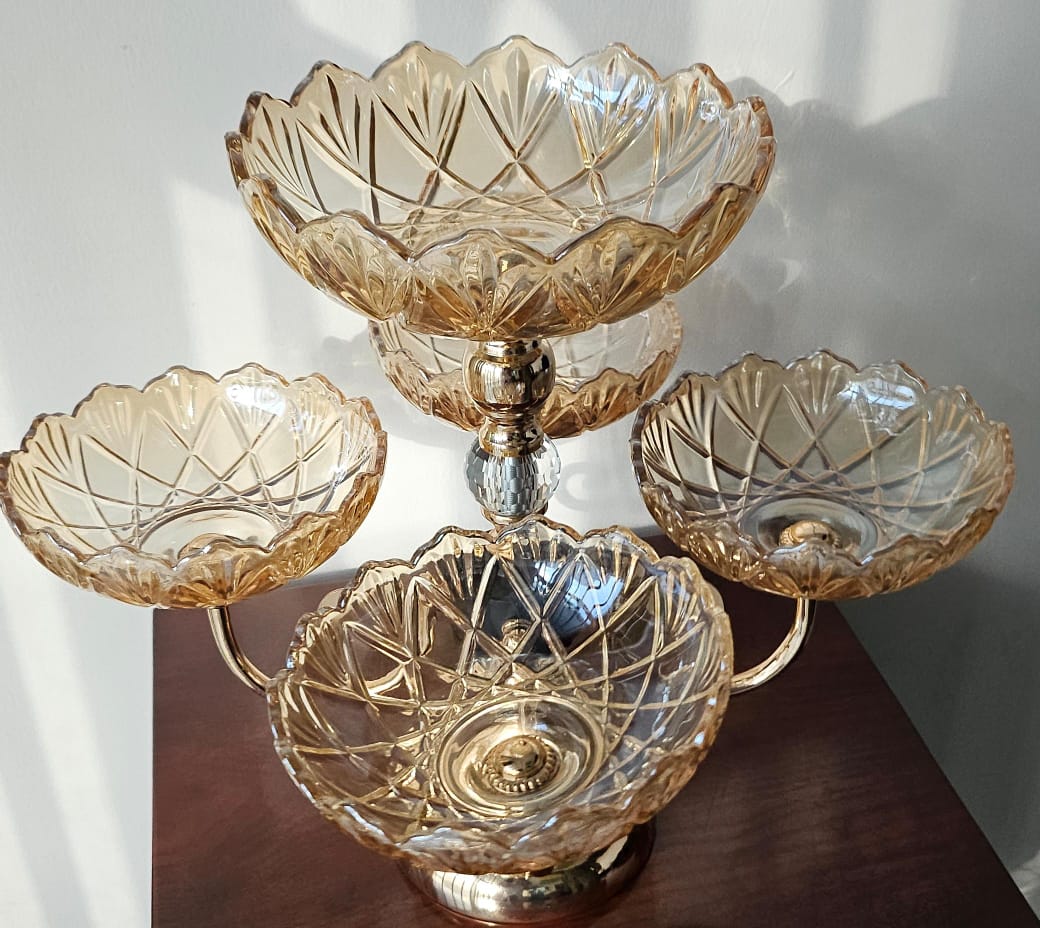 Heavy Glass 5 Arm Fruit Bowl