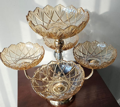 Heavy Glass 5 Arm Fruit Bowl