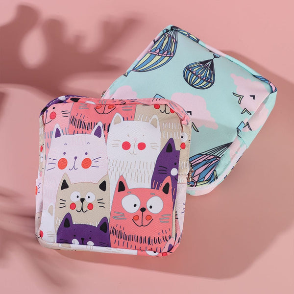 Charming Cartoon Pattern Sanitary Pad and Coin Storage Pouch