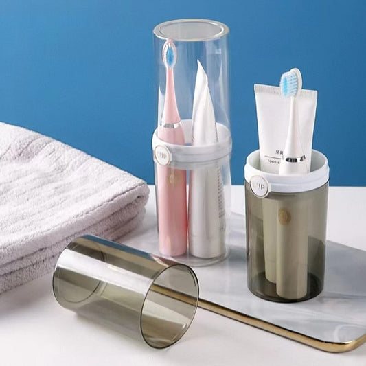 Travel toothbrush and toothpaste holder
