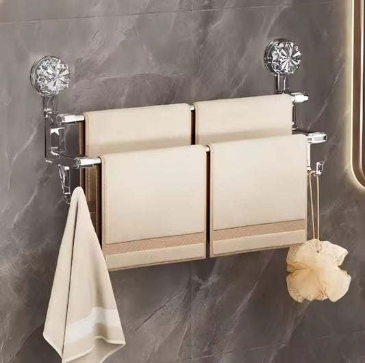 Double pole suction towel holder