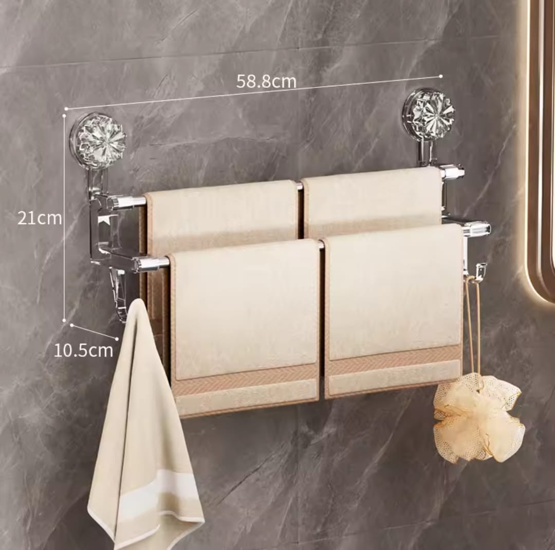 Double pole suction towel holder