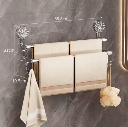Double pole suction towel holder